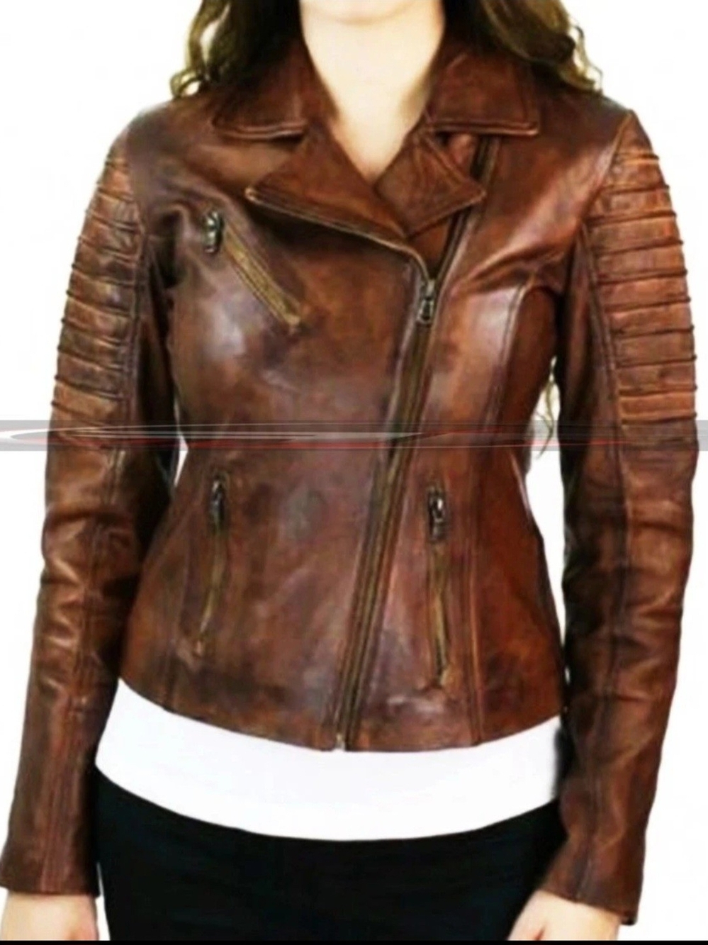 Women’s Brown Leather Moto Jacket